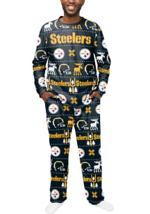 Forever Collectibles Pittsburgh Steelers Mens Black CREWNECK PJ SET Sleep Pants