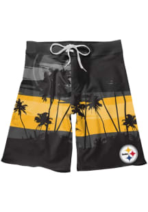 Forever Collectibles Pittsburgh Steelers Mens Black SUNSET Swim Trunks
