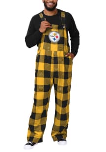 Forever Collectibles Pittsburgh Steelers Mens Black Big Logo Stripe Bib Pants