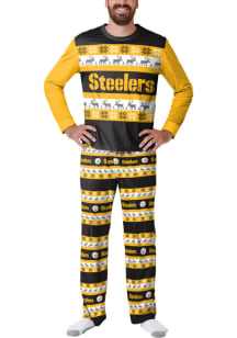 Forever Collectibles Pittsburgh Steelers Mens Black CREWNECK UGLY Sleep Pants
