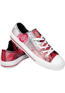 Ohio State Buckeyes Red Tie Dye Canvas Womens Shoes