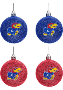 Kansas Jayhawks 4 Pack Glitter Ball Ornament
