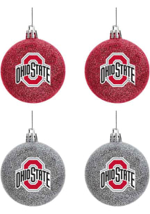 Ohio State Buckeyes 4 Pack Glitter Ball Ornament