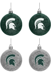 Michigan State Spartans 4 Pack Glitter Ball Ornament