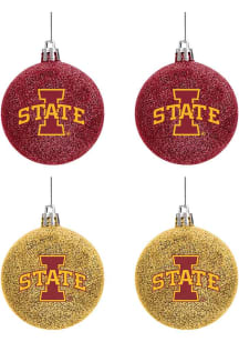 Iowa State Cyclones 4 Pack Glitter Ball Ornament