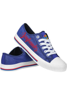 Kansas Jayhawks Red Glitter Low Top Canvas Womens Shoes