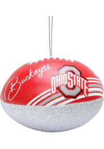 Red Ohio State Buckeyes Leather Football Ornament