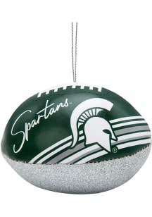 Green Michigan State Spartans Leather Football Ornament