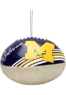 Blue Michigan Wolverines Leather Football Ornament