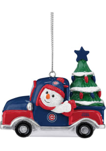 Chicago Cubs Snowman Riding Truck Ornament