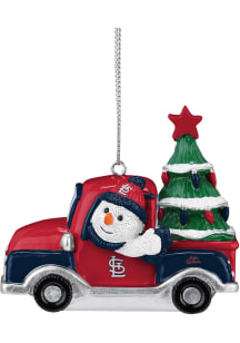 St Louis Cardinals Snowman Riding Truck Ornament