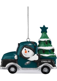 Philadelphia Eagles Snowman Riding Truck Ornament