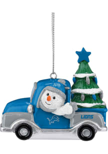 Detroit Lions Snowman Riding Truck Ornament