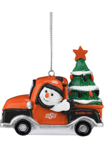 Oklahoma State Cowboys Snowman Riding Truck Ornament