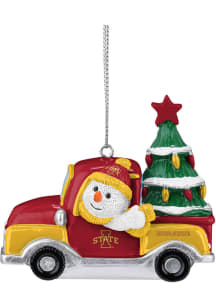 Iowa State Cyclones Snowman Riding Truck Ornament