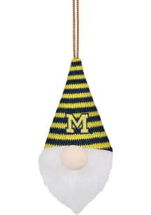 Blue Michigan Wolverines Plaid Gnome Ornament