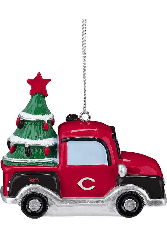 Cincinnati Reds Snowman Riding Truck Ornament