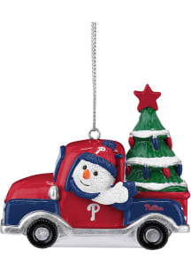 Philadelphia Phillies Snowman Riding Truck Ornament