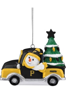 Pittsburgh Pirates Snowman Riding Truck Ornament