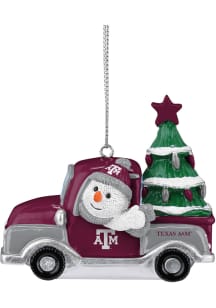 Texas A&amp;M Aggies Snowman Riding Truck Ornament