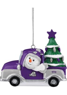 TCU Horned Frogs Snowman Riding Truck Ornament