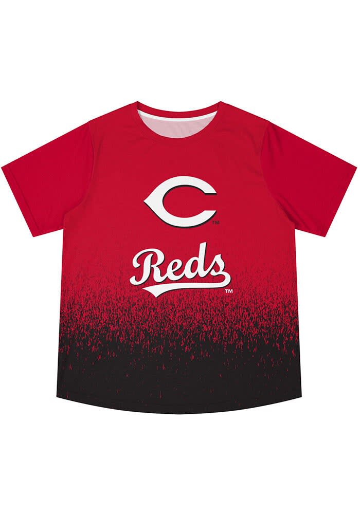 Forever Collectibles Cincinnati Reds Black Big Logo Gradient Tee Short Sleeve Fashion T Shirt