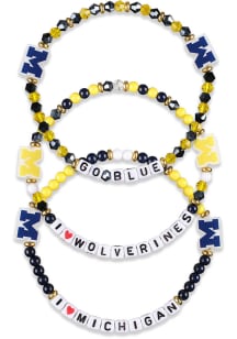 Michigan Wolverines Forever Collectibles 3 Pack Friendship Team Womens Bracelet - Navy Blue