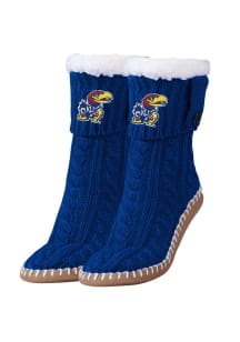 Kansas Jayhawks Logo Sherpa Footy Womens Slippers