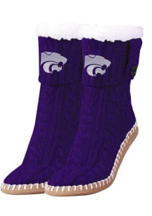 Logo Sherpa Footy K-State Wildcats Womens Slippers - Purple