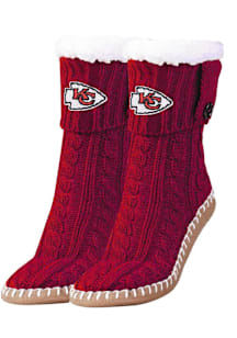 Kansas City Chiefs Logo Sherpa Footy Womens Slippers