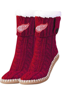 Detroit Red Wings Logo Sherpa Footy Womens Slippers