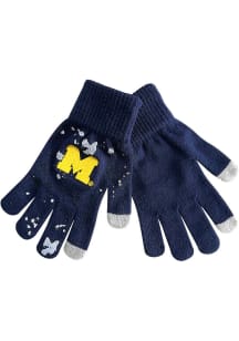 Michigan Wolverines Forever Collectibles Paint Splatter Knit Mens Gloves - Navy Blue