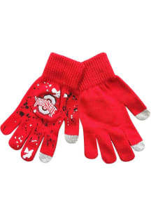 Ohio State Buckeyes Forever Collectibles Paint Splatter Knit Mens Gloves - Red