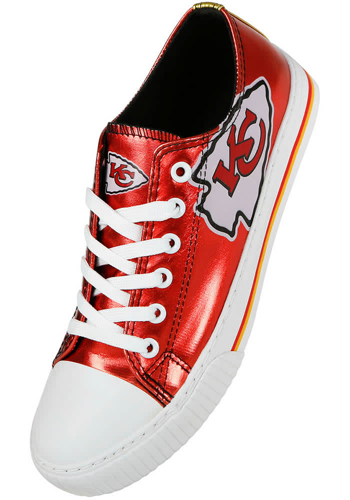 Kansas City Chiefs Red Team Color Metallic Canvas Womens Shoes