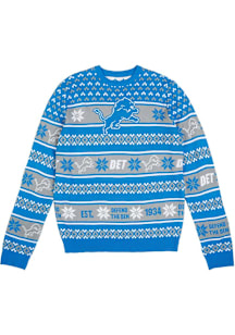 Forever Collectibles Detroit Lions Youth Blue Ugly Sweater Long Sleeve Crew Sweatshirt