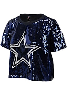 Dallas Cowboys Womens Navy Blue Sequin Short Sleeve T-Shirt