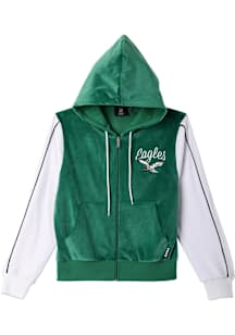 Forever Collectibles Philadelphia Eagles Womens Kelly Green Velour Long Sleeve Full Zip Jacket