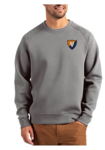 Mens Illinois Fighting Illini Graphite Cutter and Buck Vault Roam Crew Sweatshirt