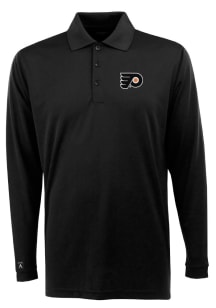 Antigua Philadelphia Flyers Mens Black Exceed Long Sleeve Polo Shirt