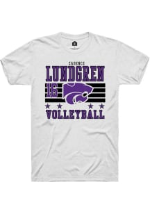 Cadence Lundgren Rally Mens White K-State Wildcats NIL Striped Player T Shirt