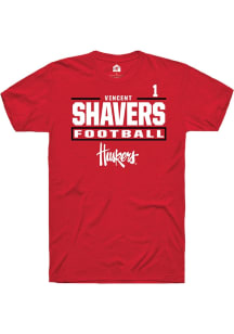 Vincent Shavers Red Nebraska Cornhuskers NIL Stacked Box Short Sleeve T Shirt