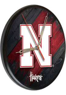 Black Nebraska Cornhuskers Printed Wall Clock