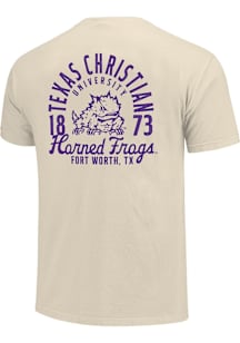 TCU Horned Frogs Ivory Mascot Overlay Short Sleeve T Shirt