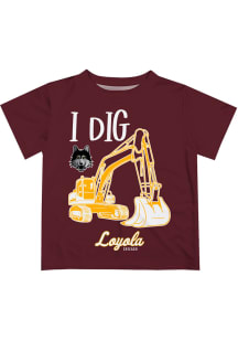 Loyola Ramblers Infant Excavator Short Sleeve T-Shirt Maroon