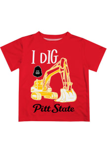 Pitt State Gorillas Infant Excavator Short Sleeve T-Shirt Red