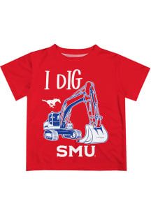 SMU Mustangs Infant Excavator Short Sleeve T-Shirt Red