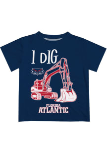 Florida Atlantic Owls Toddler Blue Excavator Short Sleeve T-Shirt
