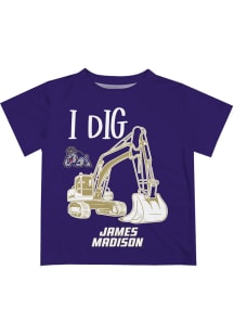 James Madison Dukes Toddler Purple Excavator Short Sleeve T-Shirt