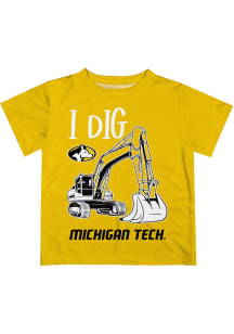 Michigan Tech Huskies Toddler Gold Excavator Short Sleeve T-Shirt