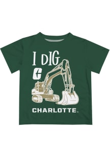 UNCC 49ers Toddler Green Excavator Short Sleeve T-Shirt